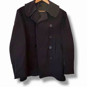 Vintage US Navy Pea Coat WWII Era USN 10 Button Pockets Wool